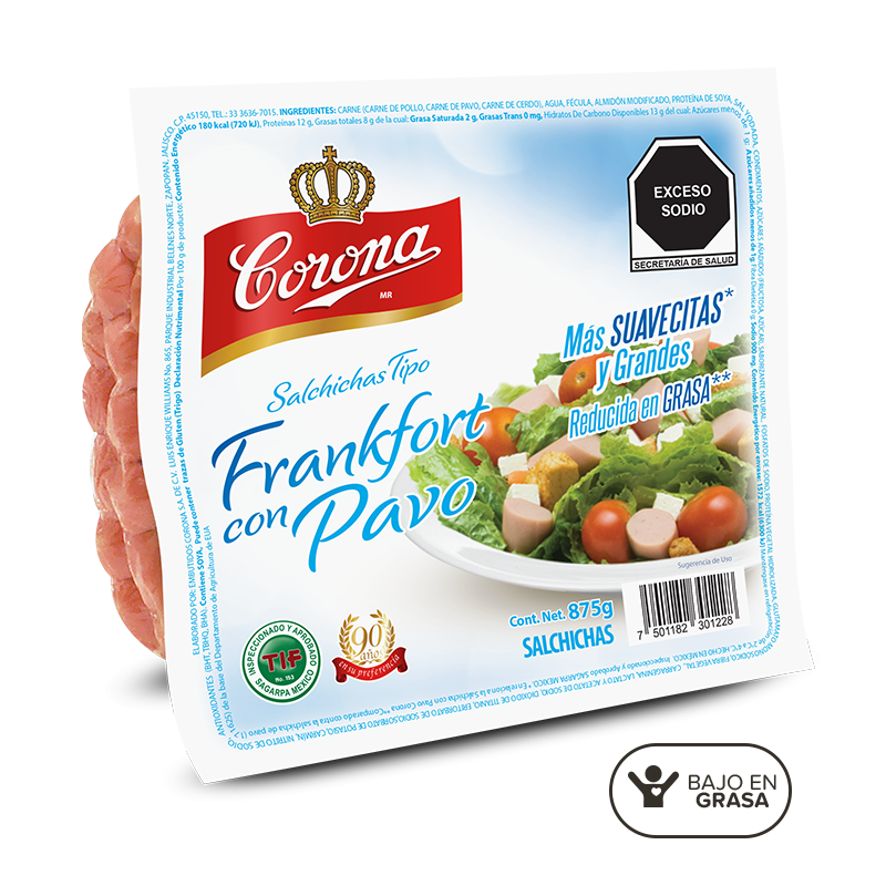 Salchichas tipo Frankfort de Pavo 875g